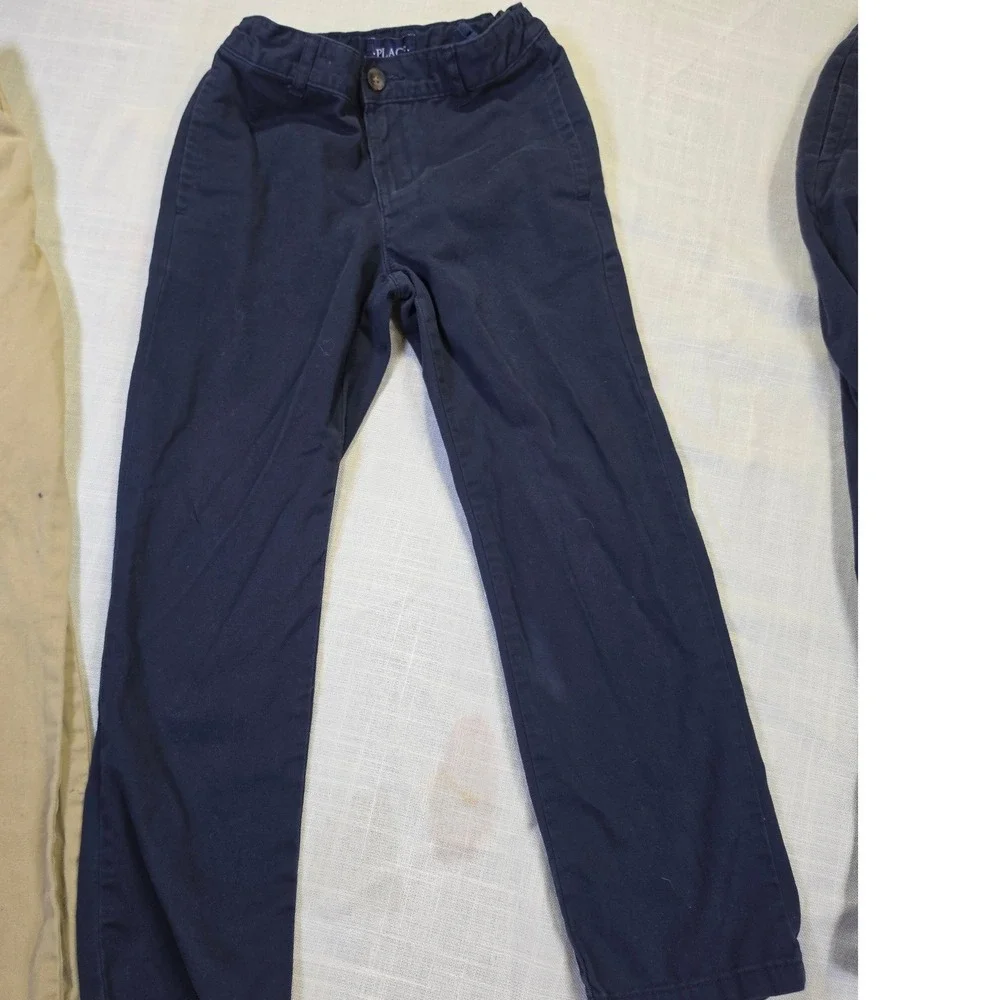 The Childrens Place Boys Chino Pants Lot of 3 Navy Khaki Size 7 School Uniform
